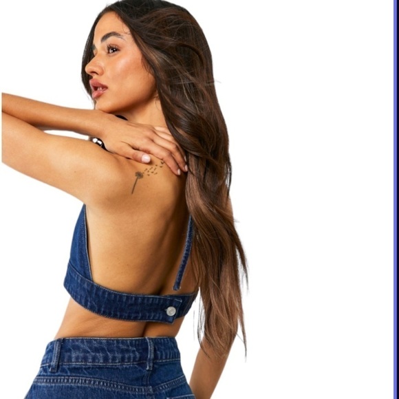 ✅ Boohoo Women’s Denim Bralette Sz 10/ Medium - Picture 3 of 3